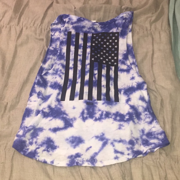PINK Tie Dye American flag tank top - Picture 2 of 2